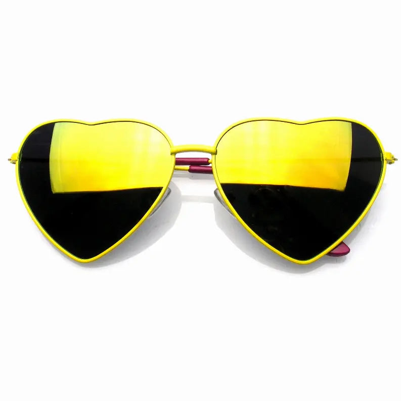 Womens Metal Heart Frame Mirror Lens Cupid Heart Shape Sunglasses Sunglass Memphis