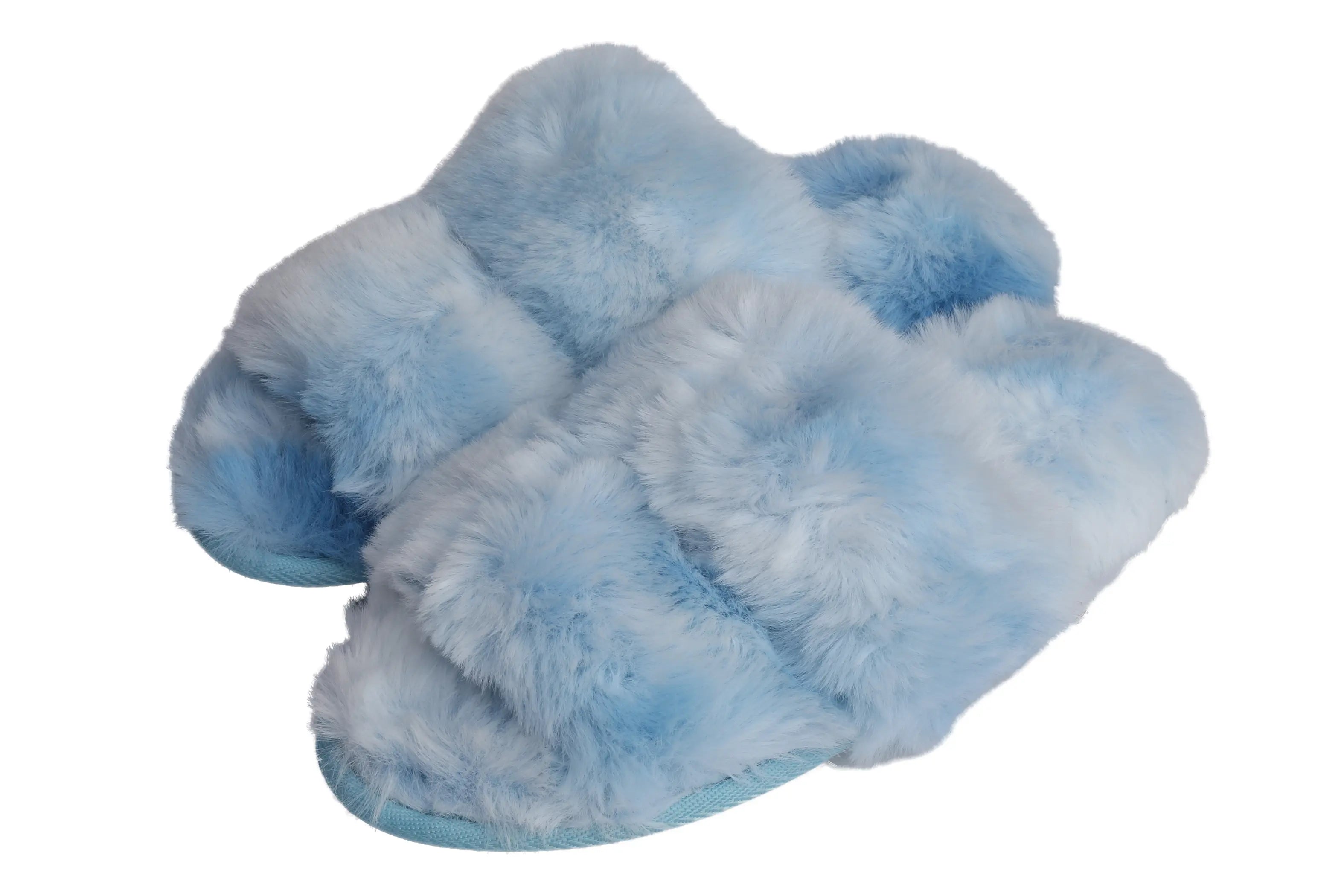 Womens Stylish Faux Fur Tie & Dye Slippers Roxoni