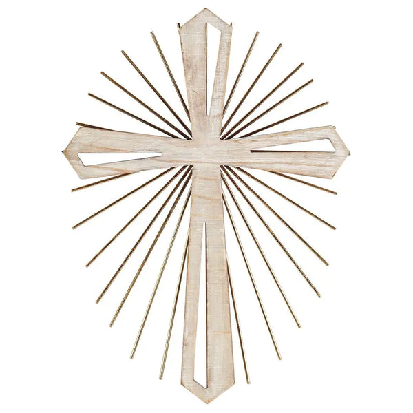 Wood With Metal Starburst Wall Cross Dicksons Inc