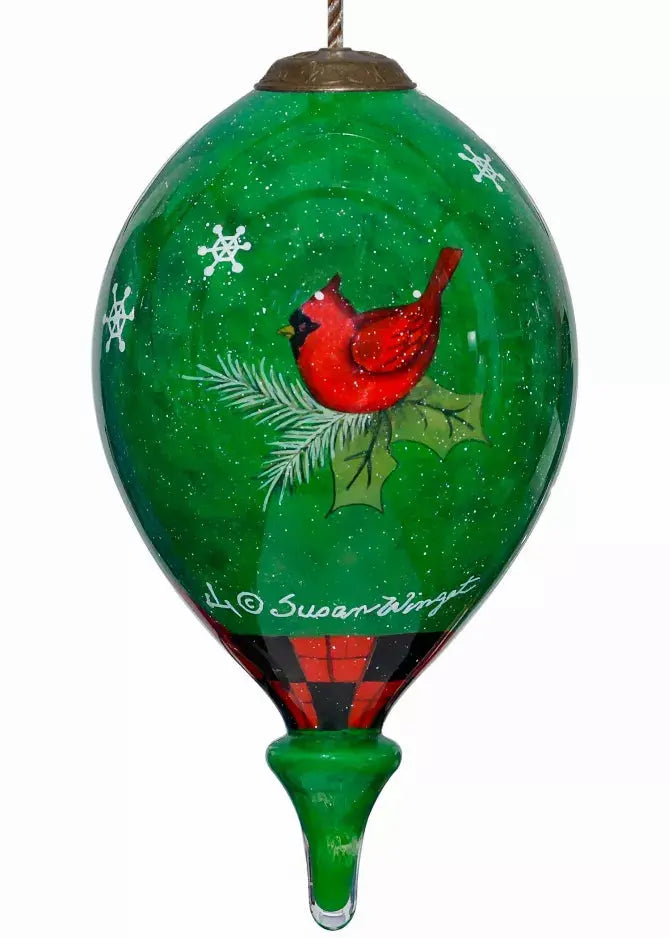 Woodland Plaid Pals Santa Hand Painted Glass Ornament Inner Beauty Gifts