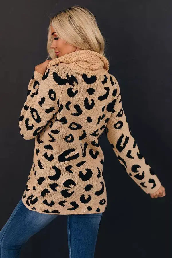 Work of Art Leopard Knit Sweater Stay Warm in Style