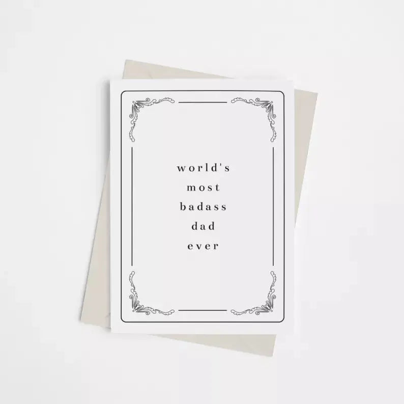 World's Most Badass Dad Ever - Greeting Card Black Cat Bazaar