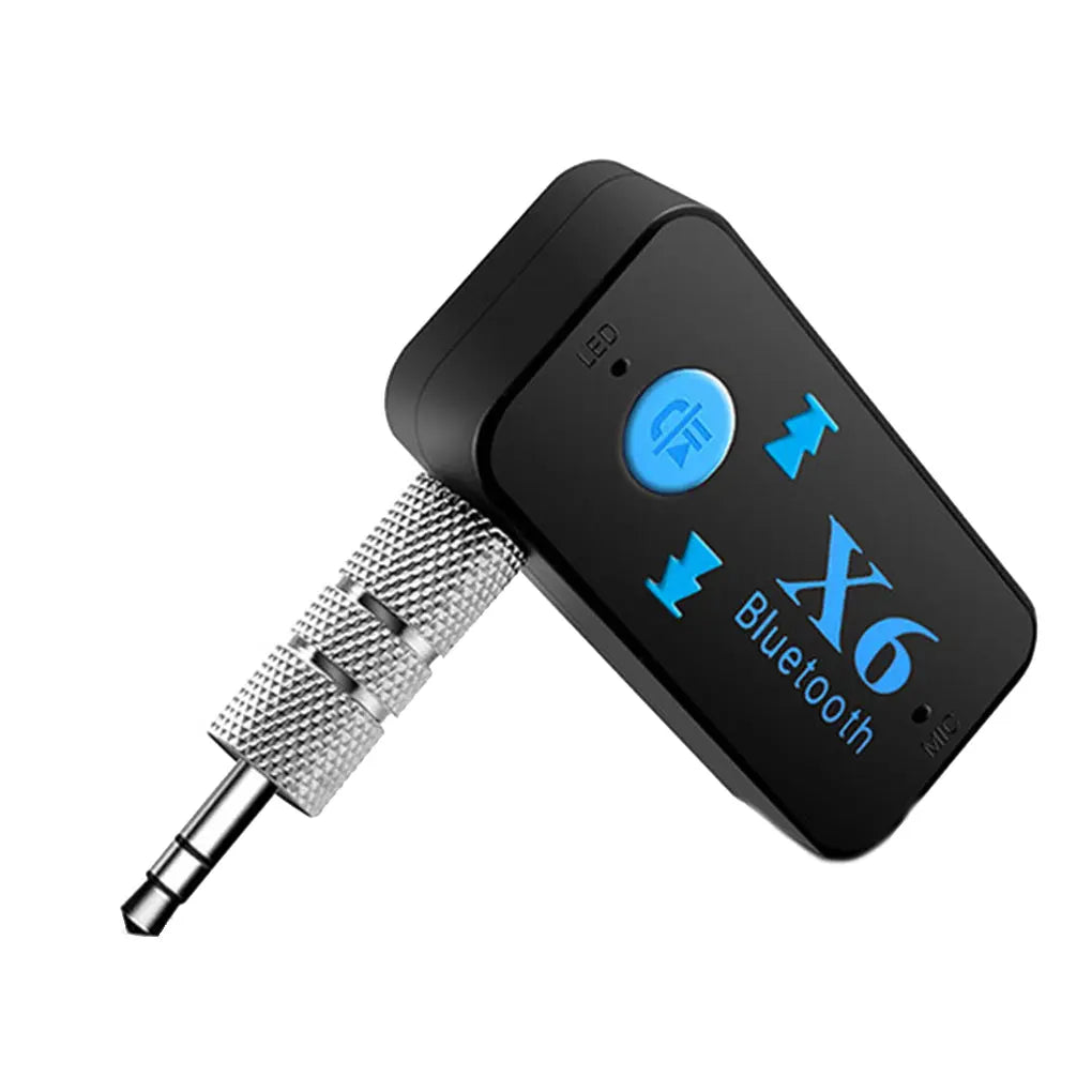 X6 Car Audio Receiver 3.5mm Mini Wireless Car Jack Adapter Hands-free Music AUX For Speaker Headphone Car As Picture