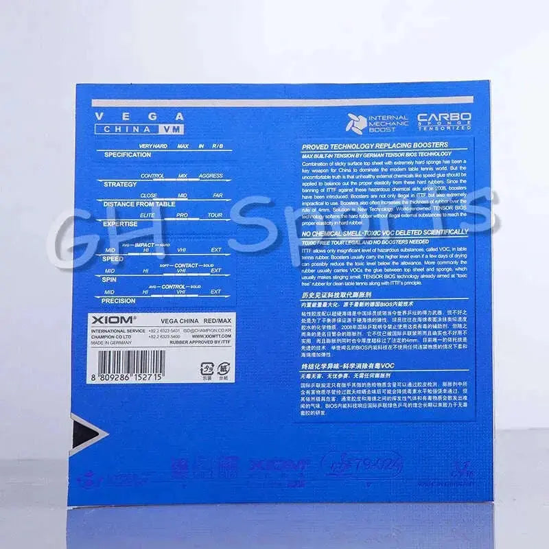 XIOM-Original-VEGA-CHINA-VM-Blue-Pimples-In-Table-Tennis-Rubber-Ping-Pong-Sponge-Tenis-De-Mesa-FreeDropship-335669993