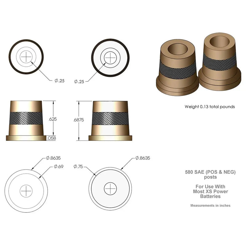 Xs Power Short Brass Post Adaptors M6 XS Power