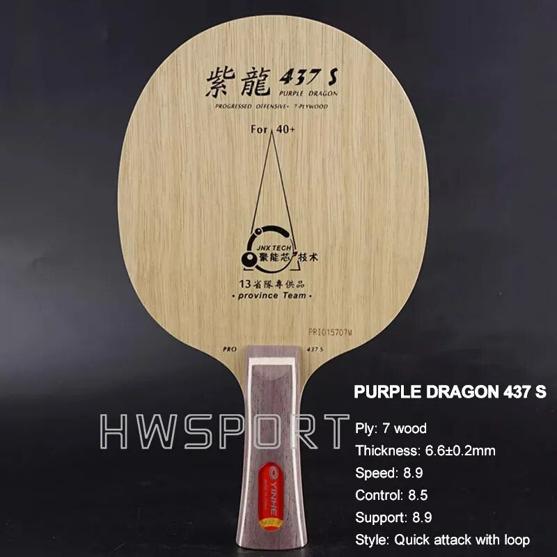 YINHE Purple Dragon 437 S 537 S Table Tennis Blade 7 Wood CLCR Structure Provincial Ping Pong Blade with Fine Support