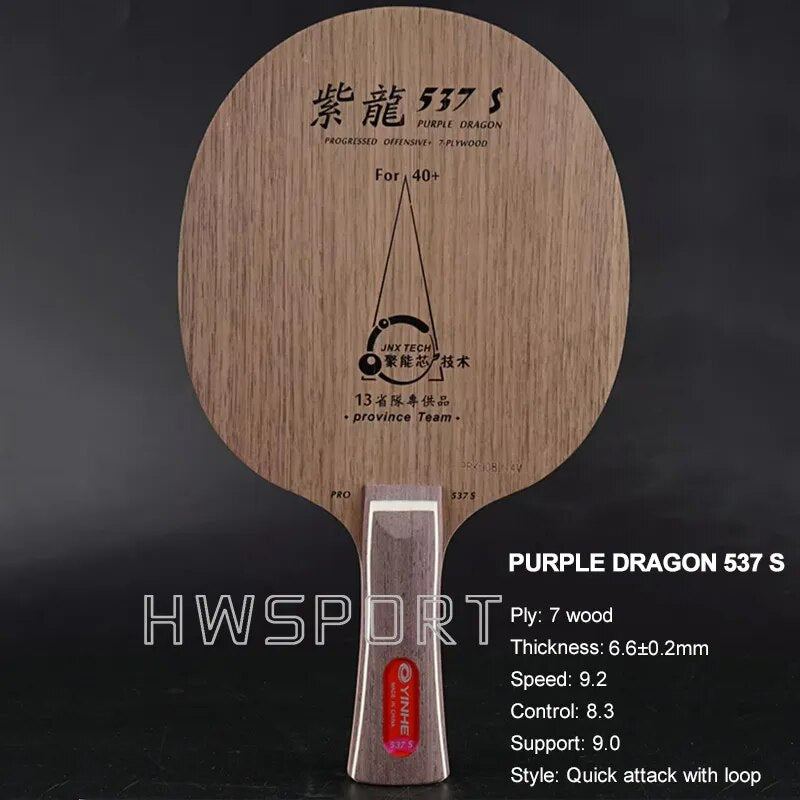 YINHE Purple Dragon 437 S 537 S Table Tennis Blade 7 Wood CLCR Structure Provincial Ping Pong Blade with Fine Support