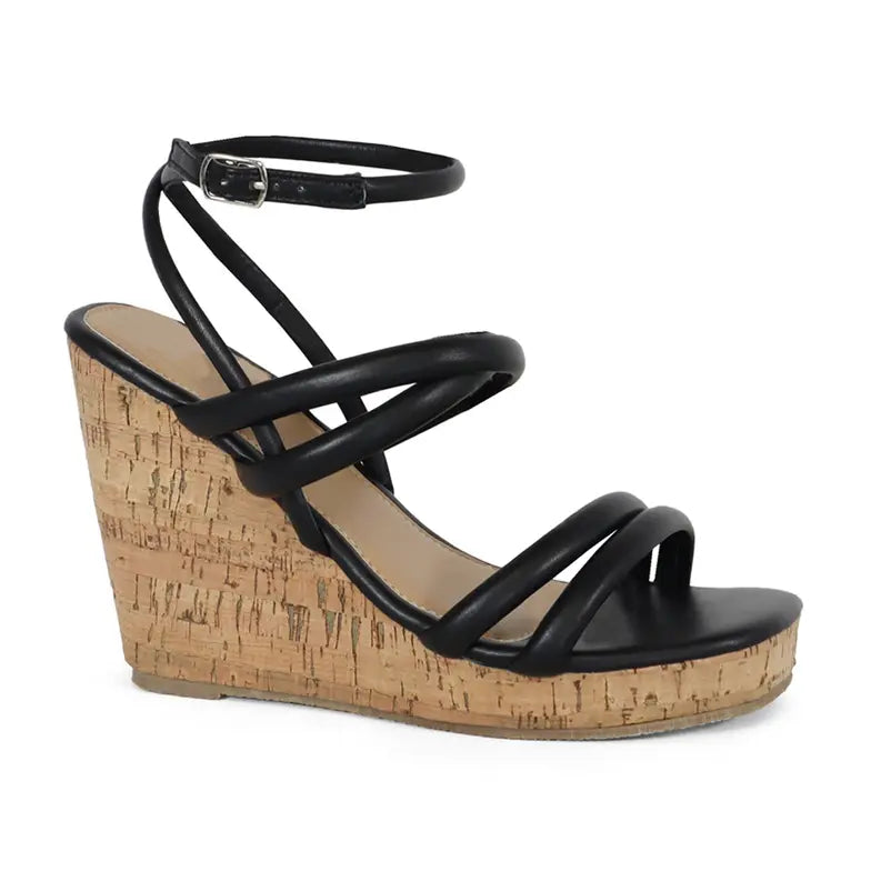YOKI DANIFER-11 Women's Multi Strap Cork Wedge Sandals Yoki Fashion