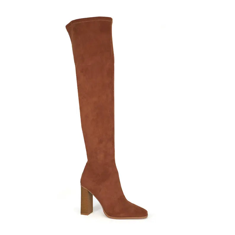 YOKI QUINCY Women's Over The Knee Stacked Heel Boots Yoki Fashion