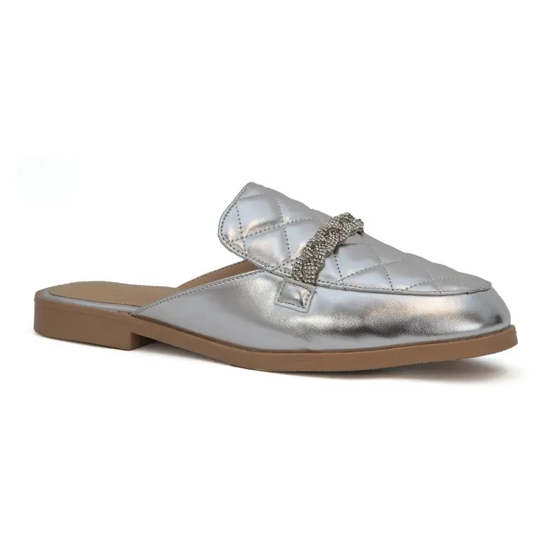 YOKI Women's Quilted Mules With Braided Stones flat Yoki Fashion