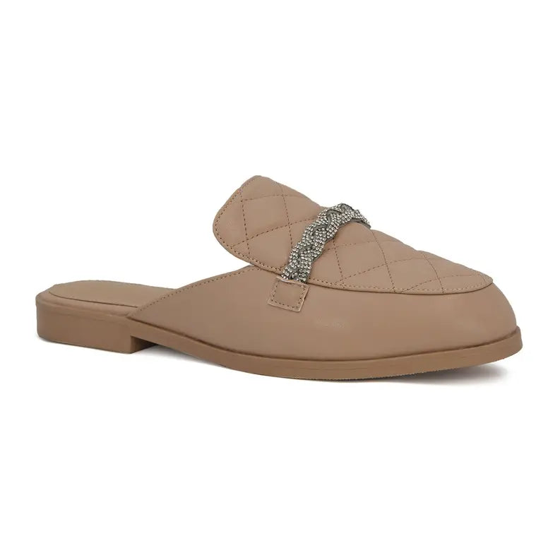 YOKI Women's Quilted Mules With Braided Stones flat Yoki Fashion