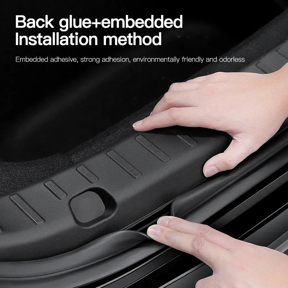 YZ For Tesla Model 3 Y Highland Juniper Trunk Sill Plate Protector TPE Rubber Protector Threshold Bumper Pad Prevent Scratching GreatEagleInc