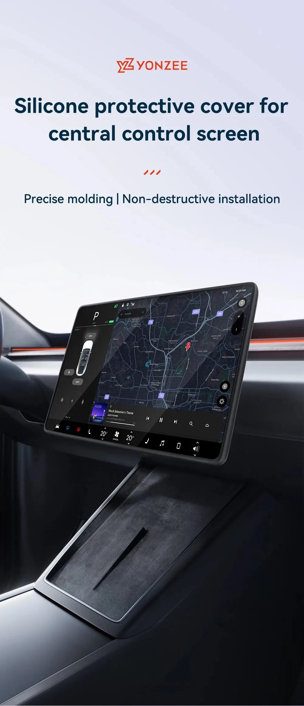 YZ For Tesla Model 3 Y/YL Highland Juniper 2021-2026 TPU Protective Trim Cover Central Control Navigation Screen Protector GreatEagleInc