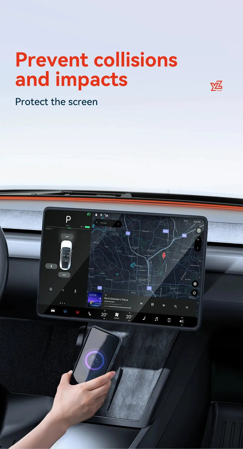 YZ For Tesla Model 3 Y/YL Highland Juniper 2021-2026 TPU Protective Trim Cover Central Control Navigation Screen Protector GreatEagleInc