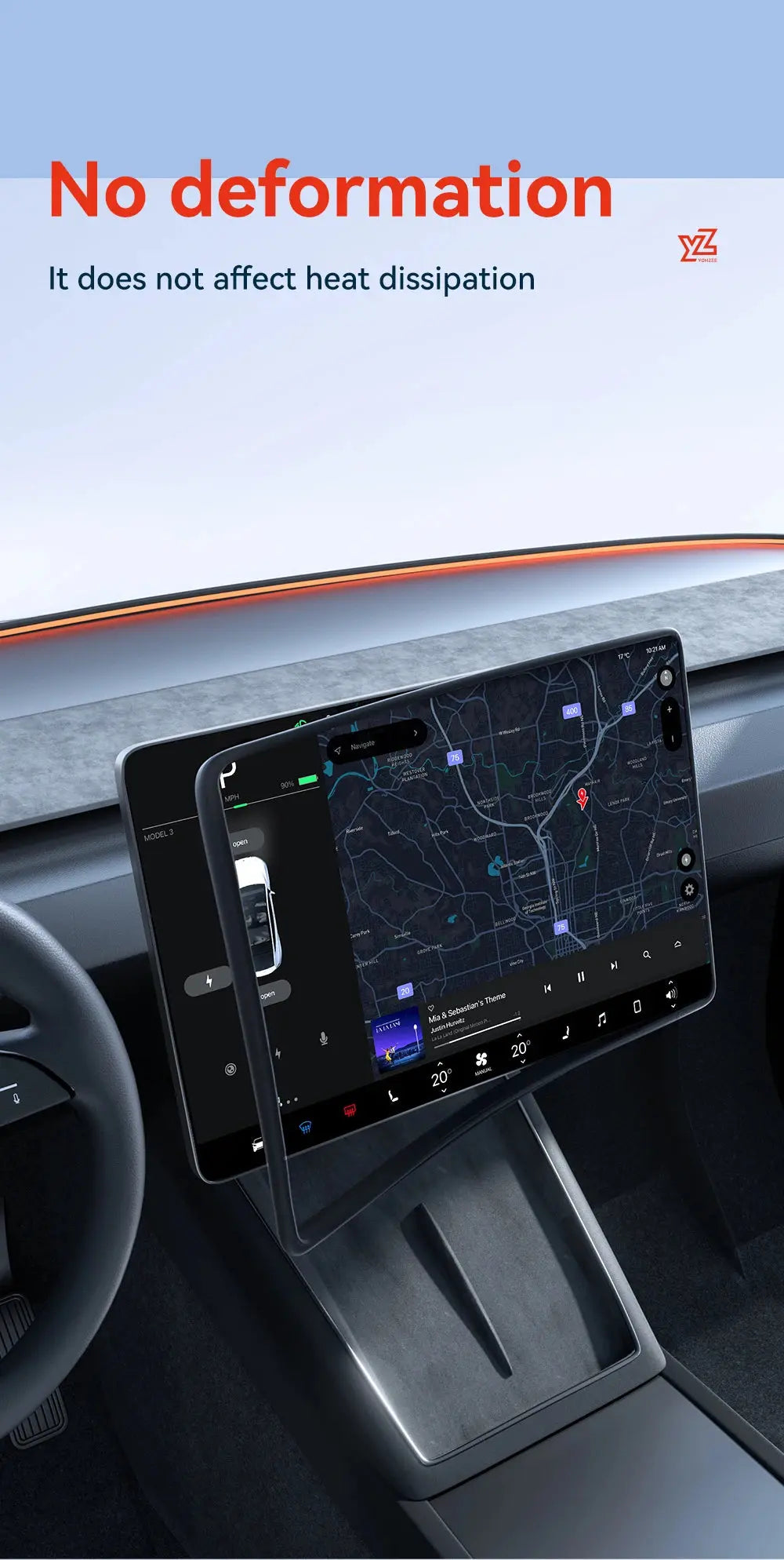 YZ For Tesla Model 3 Y/YL Highland Juniper 2021-2026 TPU Protective Trim Cover Central Control Navigation Screen Protector GreatEagleInc