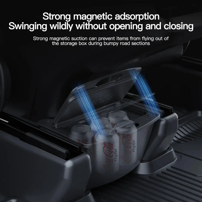 YZ For Tesla Model Y Juniper 2021-2025 Magnetic Suction Back Row Intermediate Storage Box For Tesla Storage Box Car Accessories GreatEagleInc