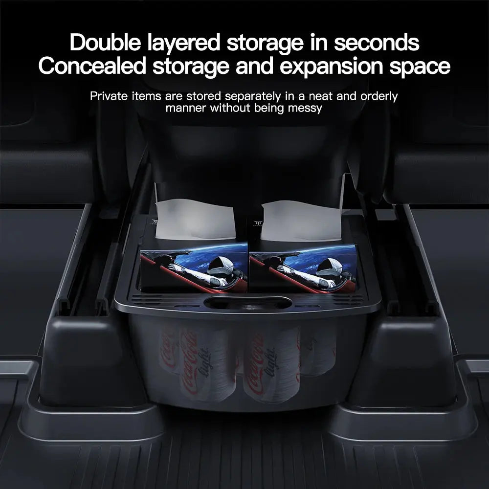 YZ For Tesla Model Y Juniper 2021-2025 Magnetic Suction Back Row Intermediate Storage Box For Tesla Storage Box Car Accessories GreatEagleInc