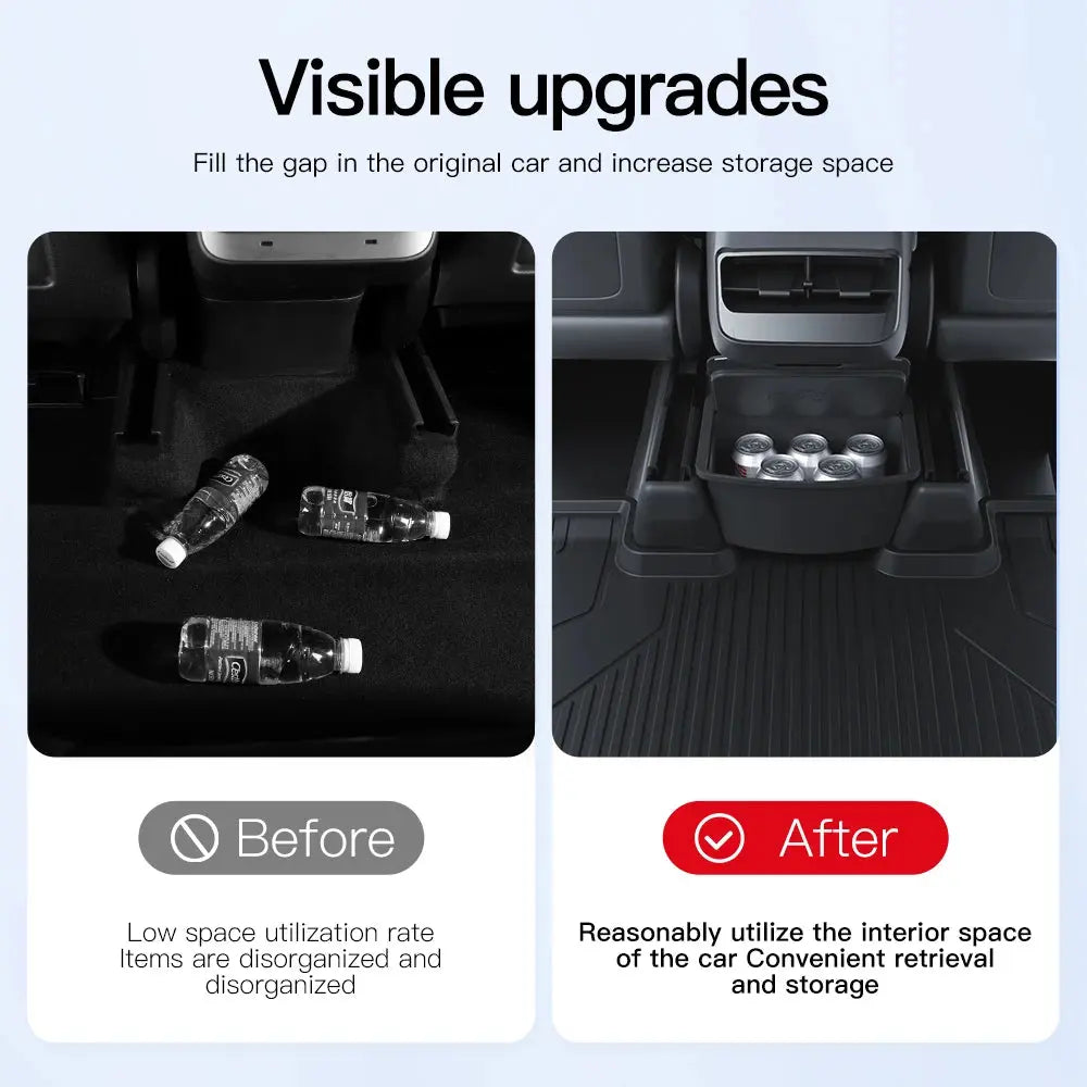 YZ For Tesla Model Y Juniper 2021-2025 Magnetic Suction Back Row Intermediate Storage Box For Tesla Storage Box Car Accessories GreatEagleInc