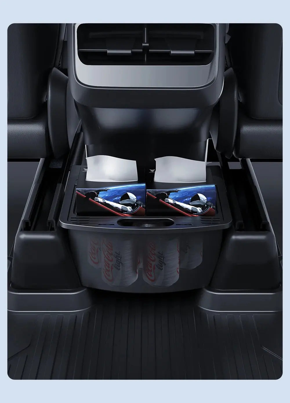 YZ For Tesla Model Y Juniper 2021-2025 Magnetic Suction Back Row Intermediate Storage Box For Tesla Storage Box Car Accessories GreatEagleInc