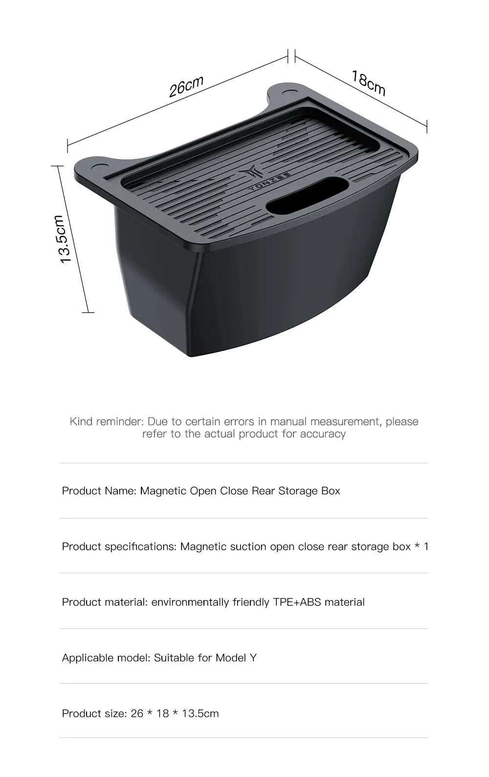 YZ For Tesla Model Y Juniper 2021-2025 Magnetic Suction Back Row Intermediate Storage Box For Tesla Storage Box Car Accessories GreatEagleInc