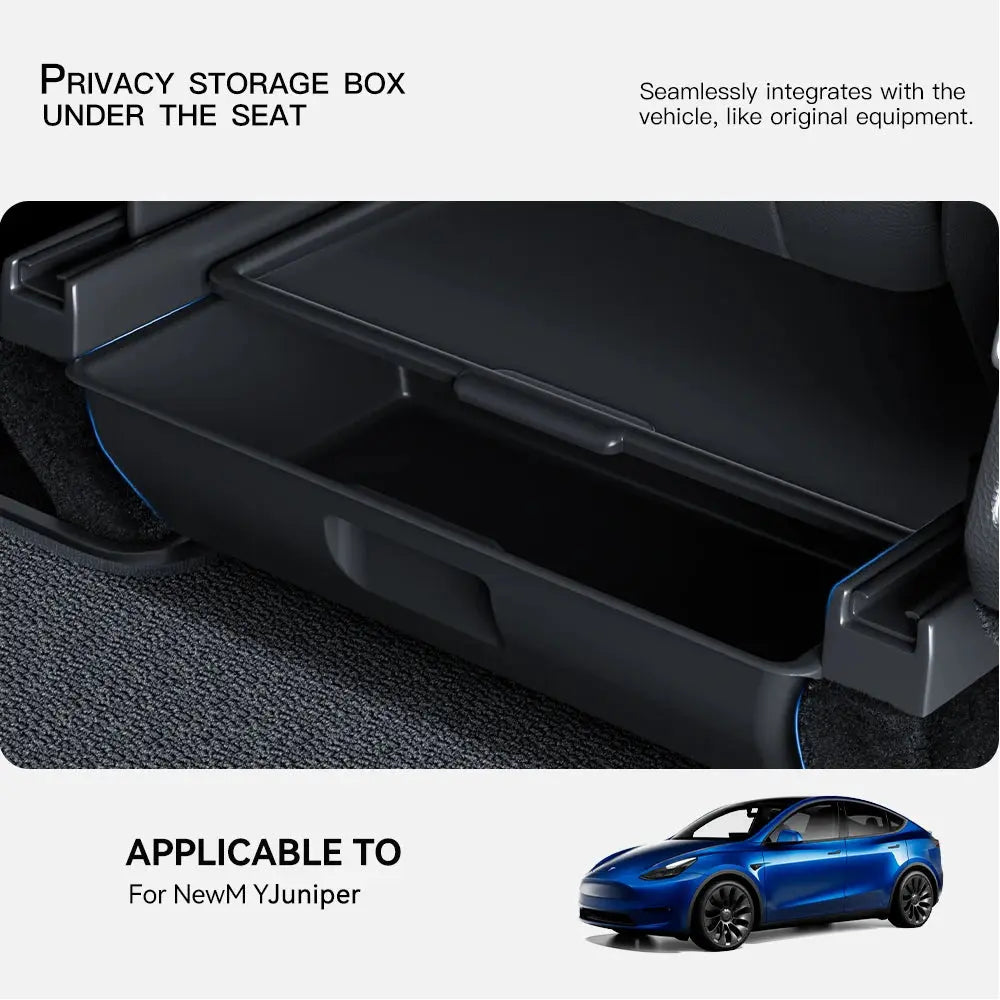 YZ For Tesla Model Y Juniper 2026 Underseat Storage Box Seats Drawer TPE Hidden Storage Tray Push Pull Car Organizer Accessories GreatEagleInc