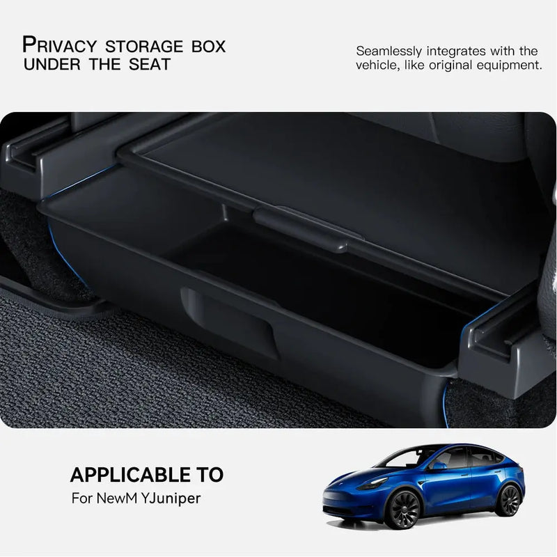 YZ For Tesla Model Y Juniper 2026 Underseat Storage Box Seats Drawer TPE Hidden Storage Tray Push Pull Car Organizer Accessories GreatEagleInc