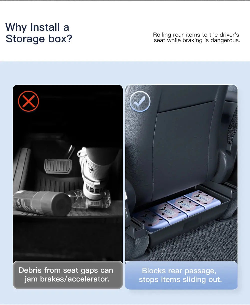 YZ For Tesla Model Y Juniper 2026 Underseat Storage Box Seats Drawer TPE Hidden Storage Tray Push Pull Car Organizer Accessories GreatEagleInc