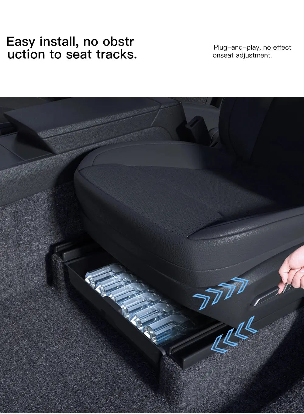 YZ For Tesla Model Y Juniper 2026 Underseat Storage Box Seats Drawer TPE Hidden Storage Tray Push Pull Car Organizer Accessories GreatEagleInc