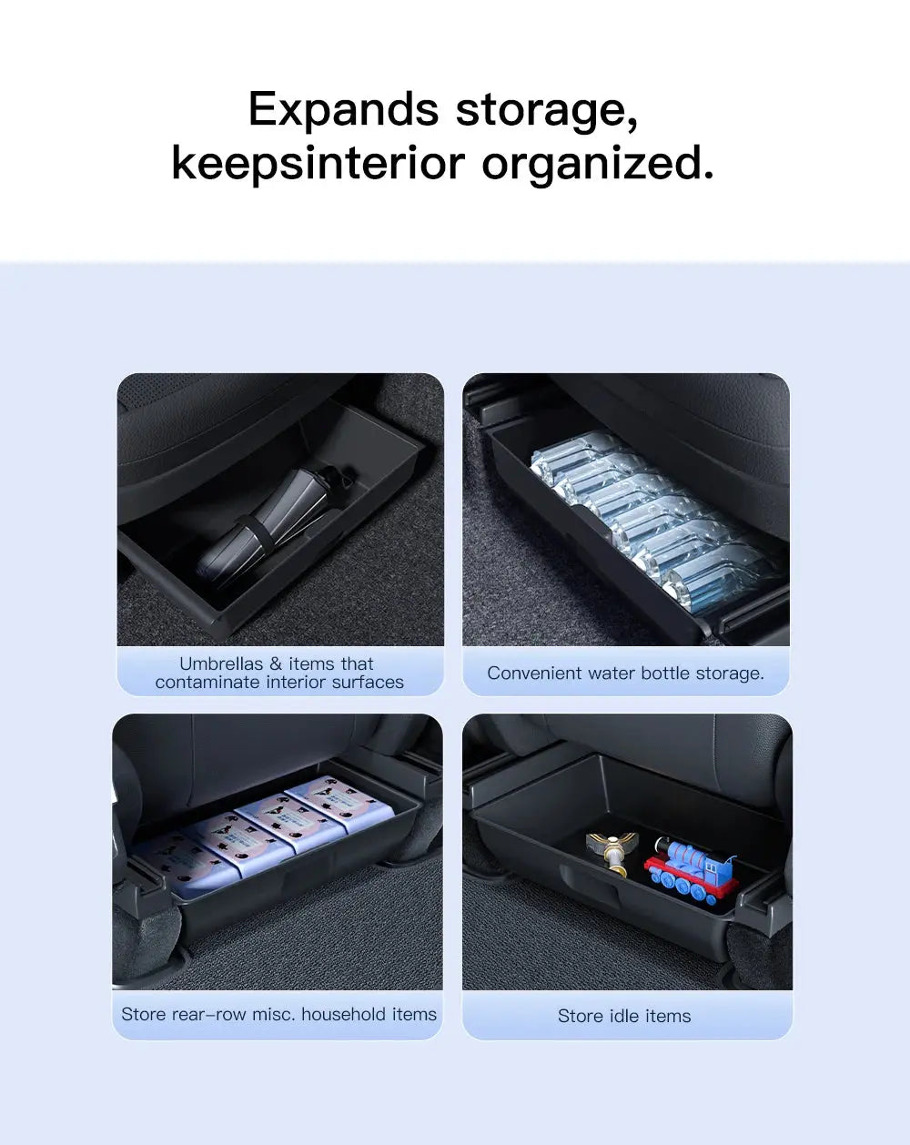 YZ For Tesla Model Y Juniper 2026 Underseat Storage Box Seats Drawer TPE Hidden Storage Tray Push Pull Car Organizer Accessories GreatEagleInc