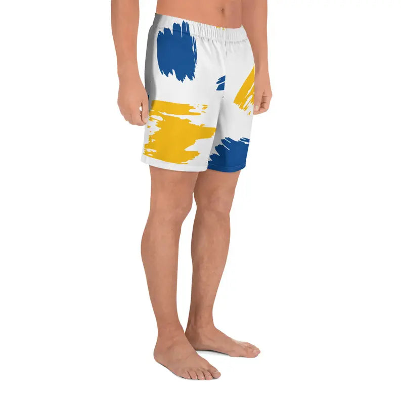 Yellow Blue Brushstroke Athletic Shorts Adirelounge