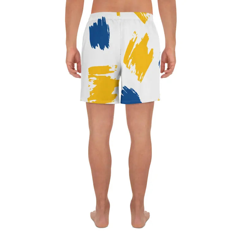 Yellow Blue Brushstroke Athletic Shorts Adirelounge