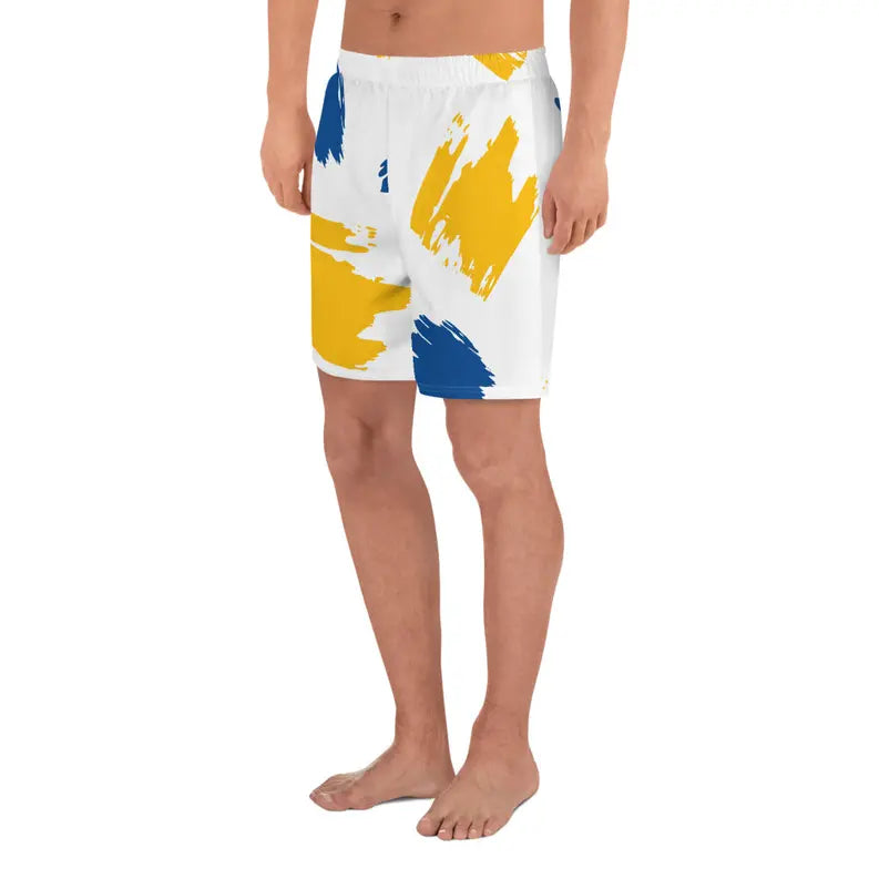Yellow Blue Brushstroke Athletic Shorts Adirelounge
