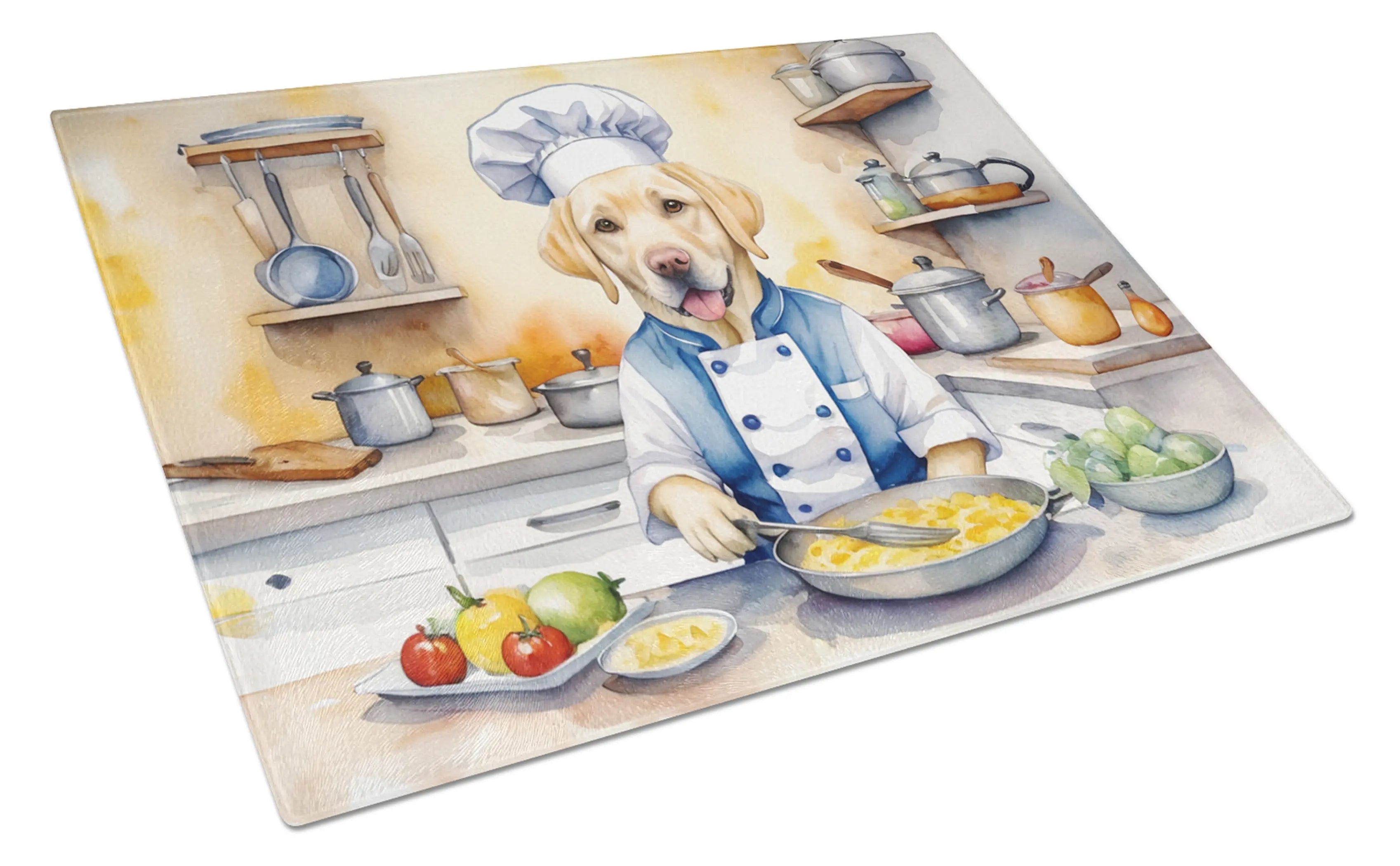 Yellow Labrador Retriever The Chef Glass Cutting Board Caroline's Treasures