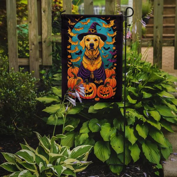 Yellow Labrador Retriever Witchy Halloween Garden Flag Caroline's Treasures