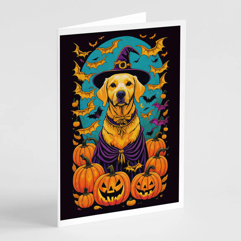 Yellow Labrador Retriever Witchy Halloween Greeting Cards Pack of 8 Caroline's Treasures