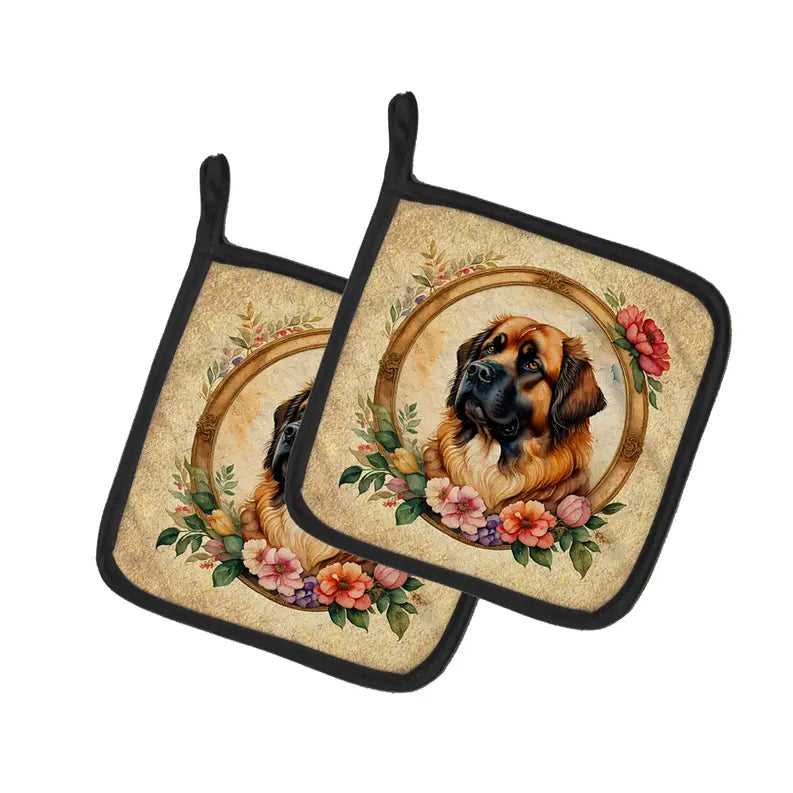 Yellow Labrador Retriever and Flowers Pair of Pot Holders Caroline's Treasures