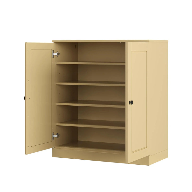 Yellow Twenty Pair Solid WoodShoe Storage Cabinet Homeroots Organization