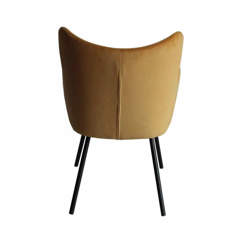 Yellow and Black Upholstered Velvet Wing Back Dining Arm Chair Homeroots Kitchen & Dining