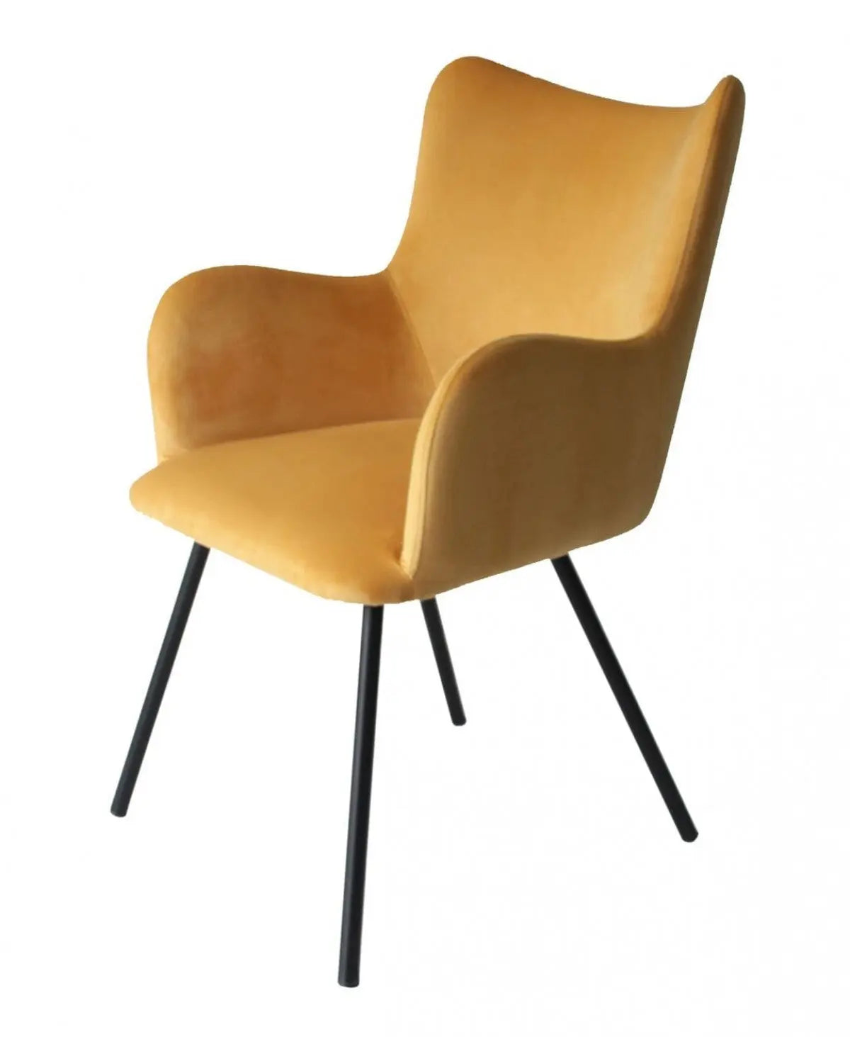 Yellow and Black Upholstered Velvet Wing Back Dining Arm Chair Homeroots Kitchen & Dining