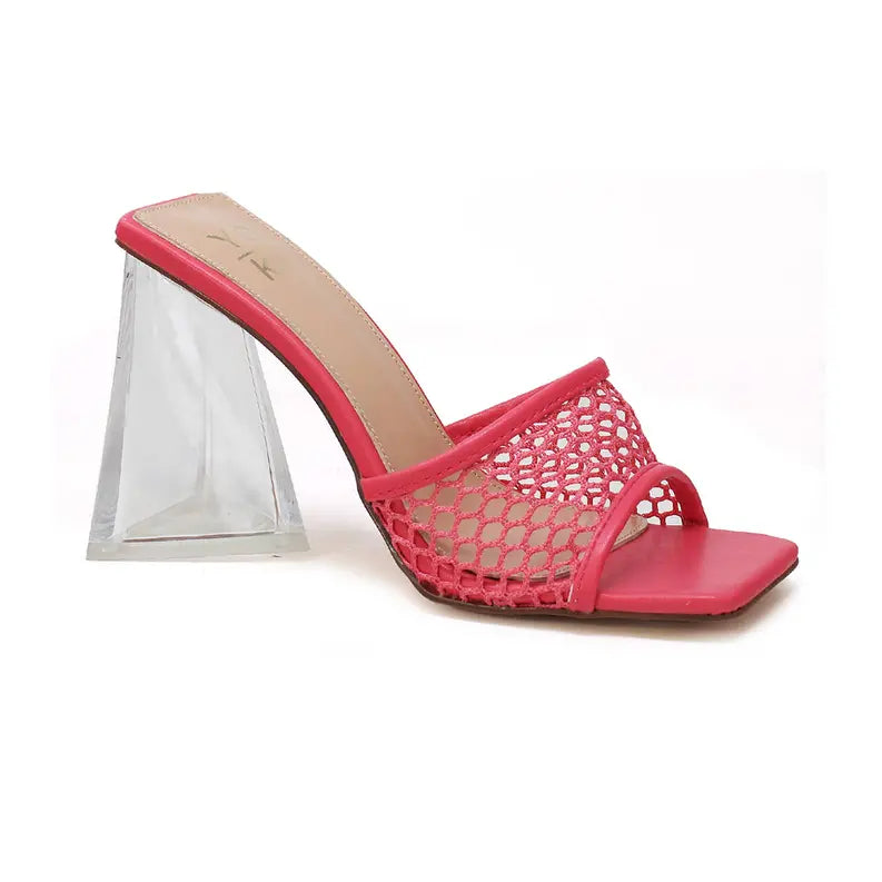 Yoki DRAYA-05 Women's Clear heel Triangle Mesh heels Yoki Fashion