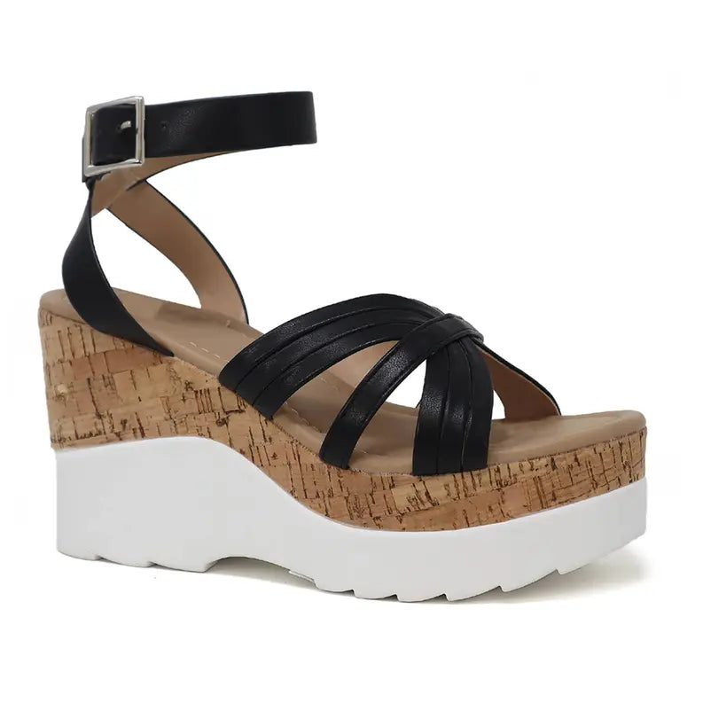 Yoki JACKIE-65 Women's Wedge Cork white Platform Sandals Yoki Fashion