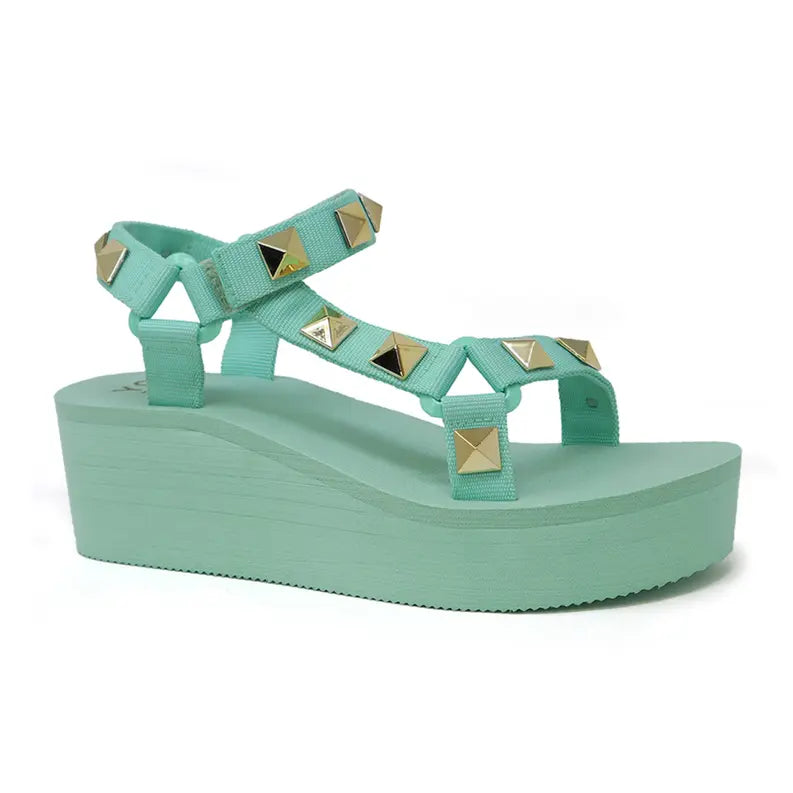 Yoki NEYO-18 Women's EVA Beach Wedge Sandal With Studs Yoki Fashion