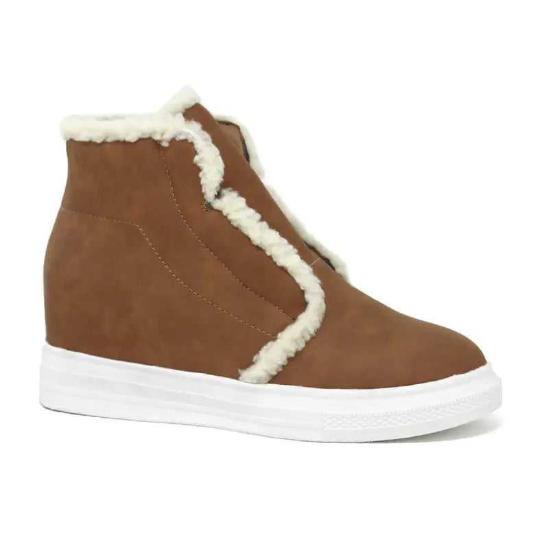 Yoki Womens Demian-90-hidden wedge Sneaker With shearling Yoki Fashion