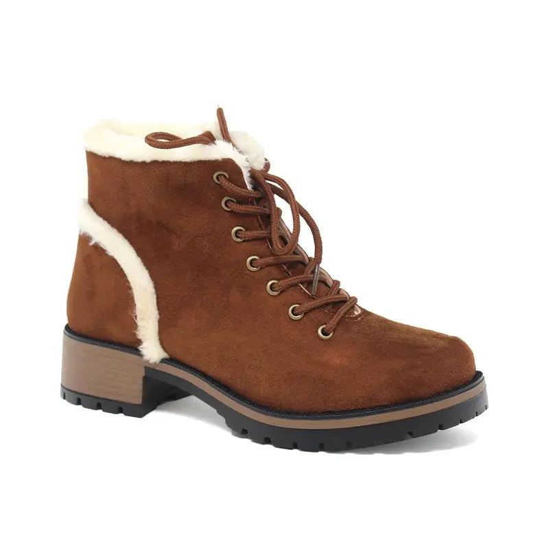 Yoki Womens Gorden-19 faux suede Lace up Boot Yoki Fashion