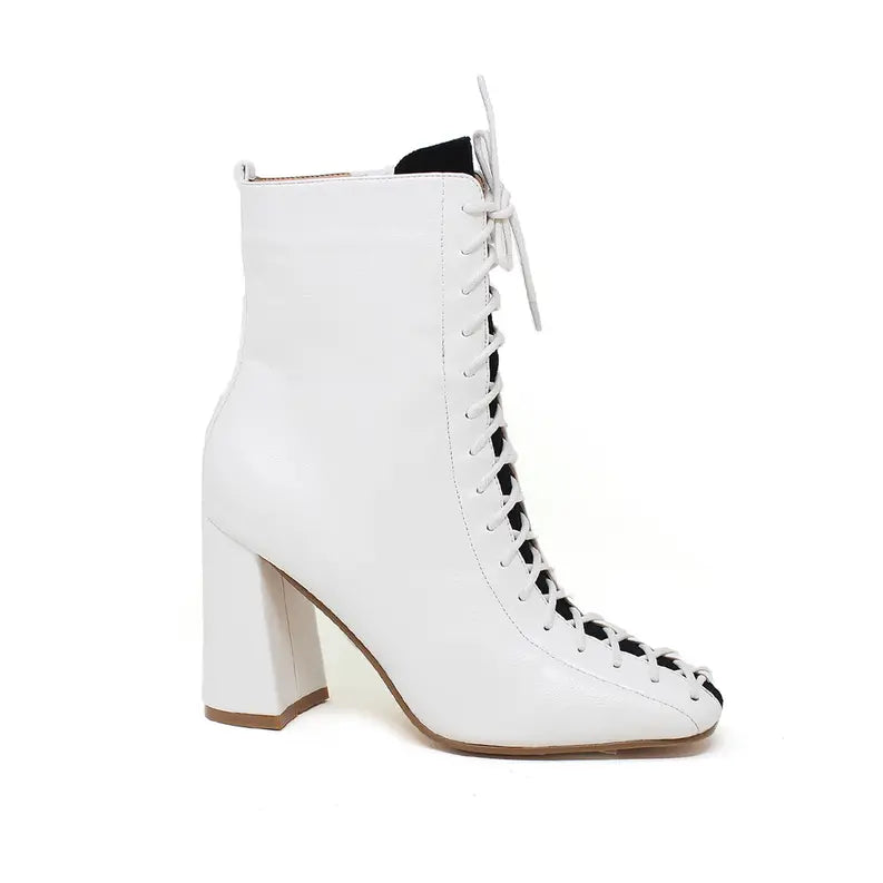Yoki Womens Jacklyn-02-lace up Heel Bootie Yoki Fashion