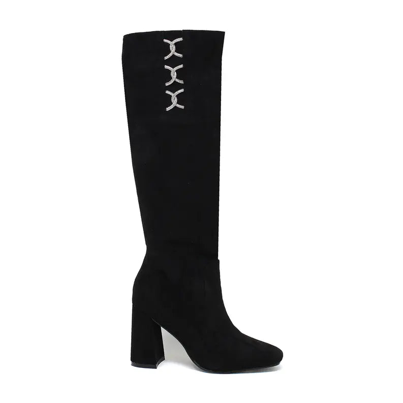 Yoki Womens Jacklyn-03-Criss Cross Triple Buckle High Boot Yoki Fashion