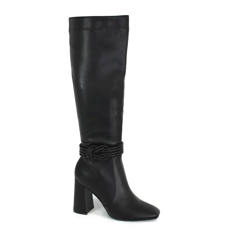 Yoki Womens Knotted Quilt Angled Tall Boots Yoki Fashion