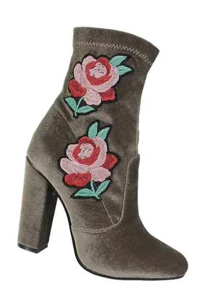 Yoki Womens Velvet Short Boot with embroidery promo Yoki Fashion