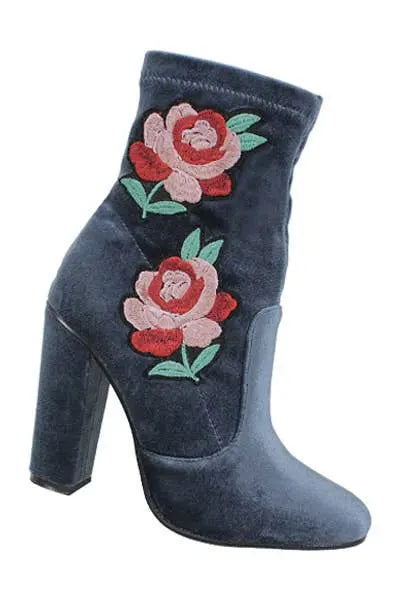 Yoki Womens Velvet Short Boot with embroidery promo Yoki Fashion