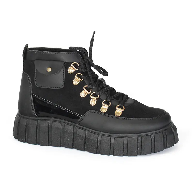 Yoki Womens Versatile Boot sneakers with side pockets Yoki Fashion